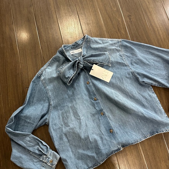 Zara oversized tied jeans shirt - Picture 4 of 4
